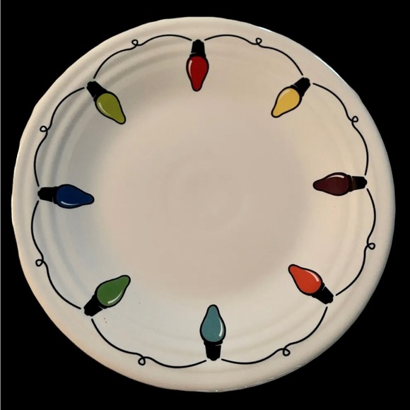 Homer Laughlin Fiesta Luncheon Plate 9” Christmas Lights White - Picture 6 of 6